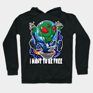 I Want To Be Free Alien UFO with Handlebars Hoodie